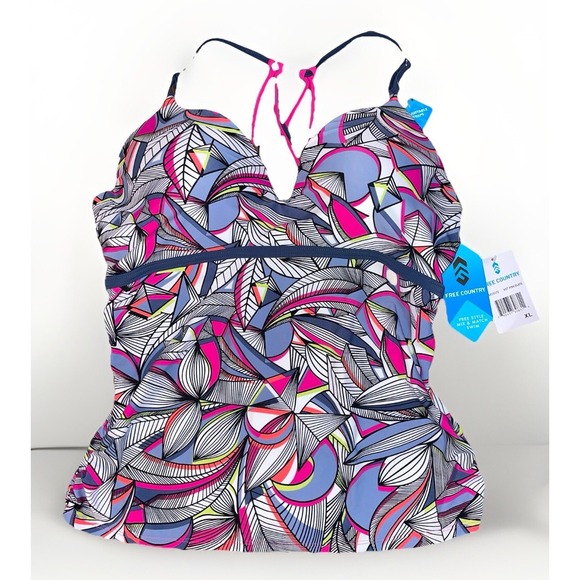 Free Country Other - NWT Free Country Tankini Pink/Gray Mix Match Swimwear Adjustable Straps Size: XL